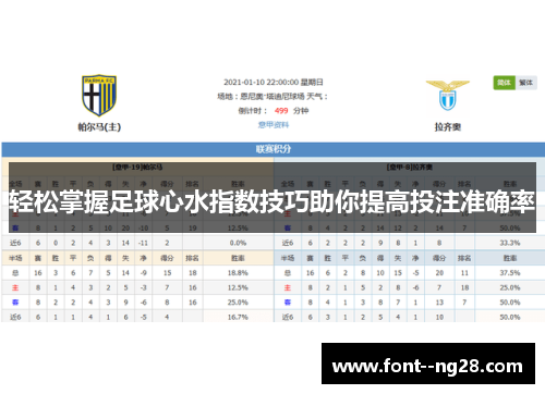 轻松掌握足球心水指数技巧助你提高投注准确率